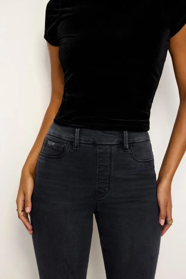Women GOOD AMERICAN Jeans POWER STRETCH PULLON FLAREJEANS Black255