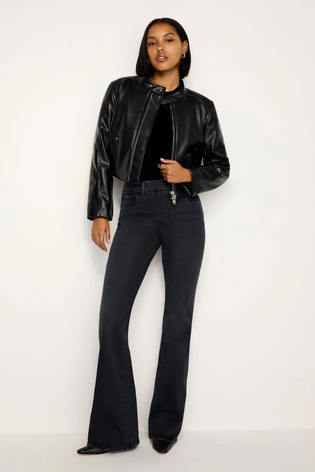 Women GOOD AMERICAN Jeans POWER STRETCH PULLON FLAREJEANS Black255