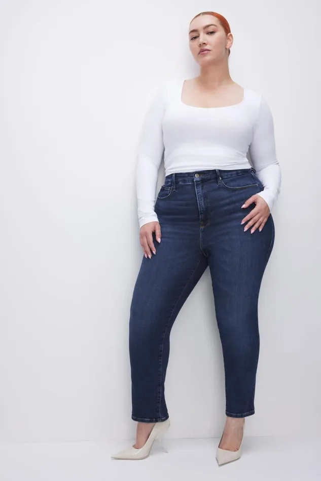 Women GOOD AMERICAN Jeans SOFTTECH GOOD CLASSIC SLIM STRAIGHTJEANS Indigo572