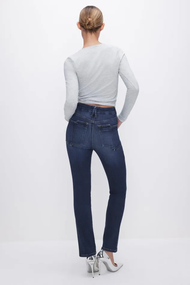 Women GOOD AMERICAN Jeans SOFTTECH GOOD CLASSIC SLIM STRAIGHTJEANS Indigo572