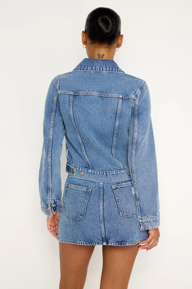 Women GOOD AMERICAN Outerwear CROPPED TRUCKERJACKET Indigo682