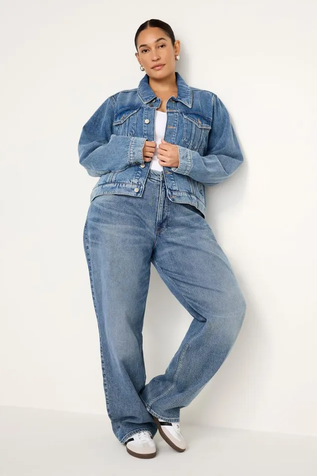 Women GOOD AMERICAN Outerwear CROPPED TRUCKERJACKET Indigo682