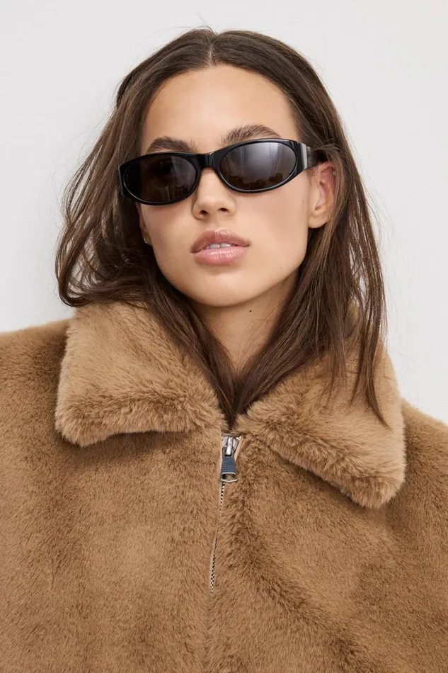 Women GOOD AMERICAN Outerwear FAUX FUR COLLARJACKET Warm Caramel003