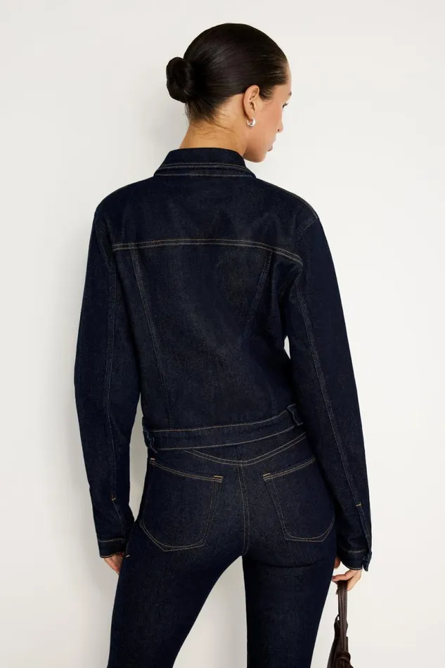 Women GOOD AMERICAN Outerwear RAW RINSED DENIM CLASSICJACKET Indigo716