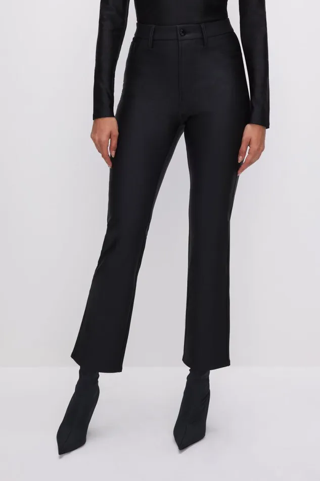 Women GOOD AMERICAN Pants COMPRESSION SHINE STRAIGHTPANTS Black001