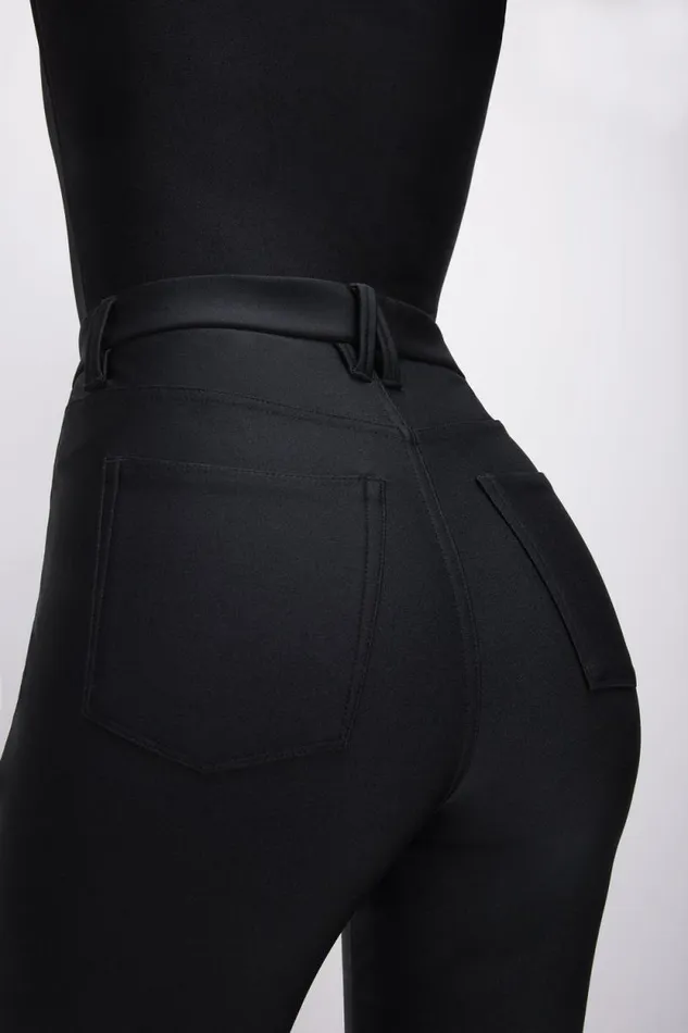 Women GOOD AMERICAN Pants COMPRESSION SHINE STRAIGHTPANTS Black001