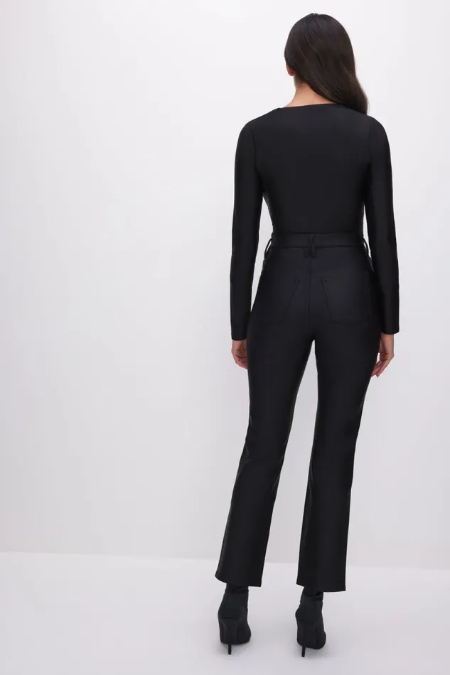 Women GOOD AMERICAN Pants COMPRESSION SHINE STRAIGHTPANTS Black001
