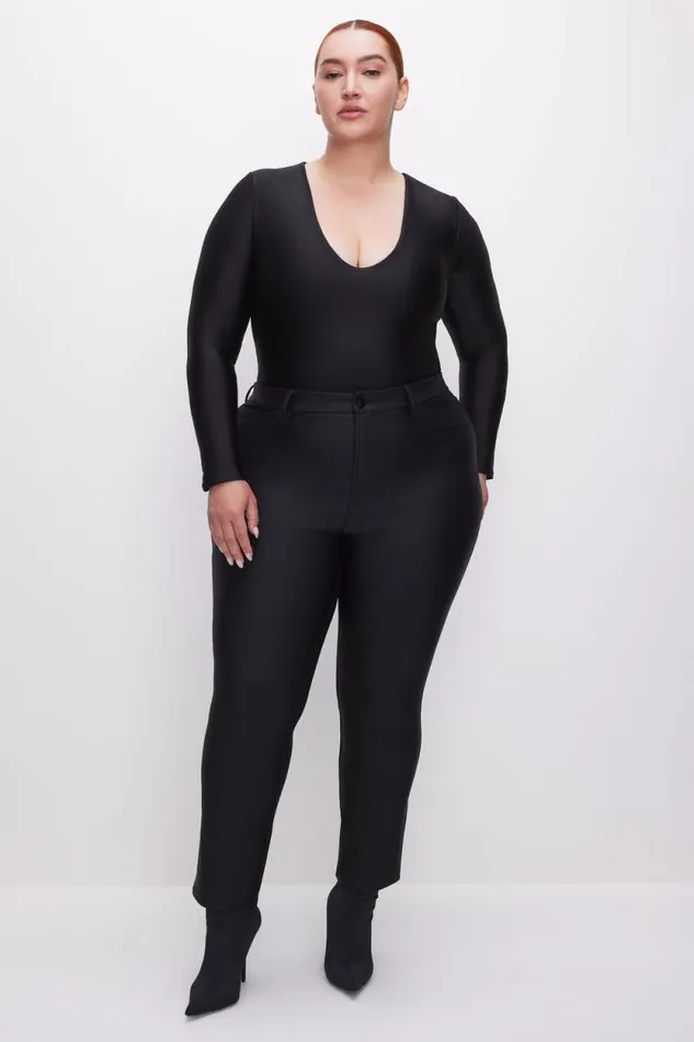Women GOOD AMERICAN Pants COMPRESSION SHINE STRAIGHTPANTS Black001