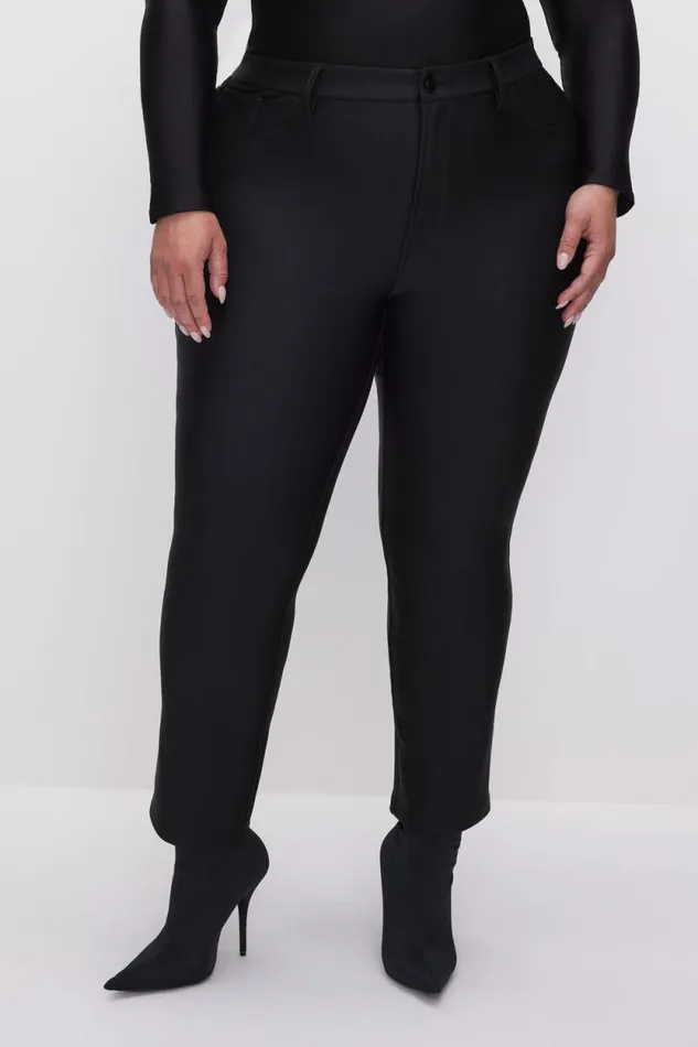 Women GOOD AMERICAN Pants COMPRESSION SHINE STRAIGHTPANTS Black001
