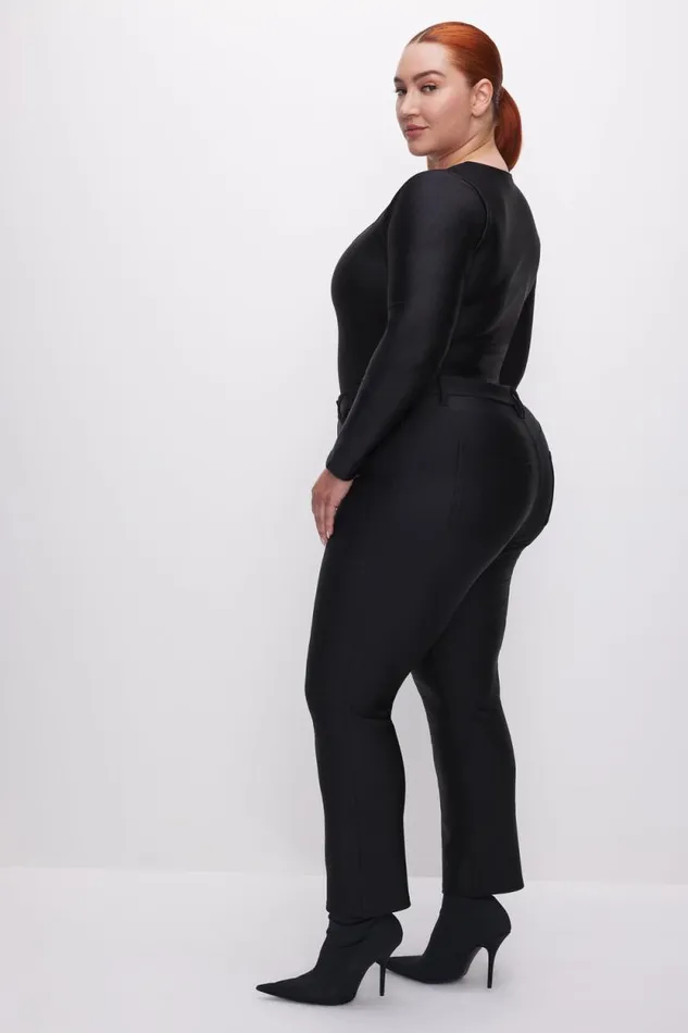 Women GOOD AMERICAN Pants COMPRESSION SHINE STRAIGHTPANTS Black001