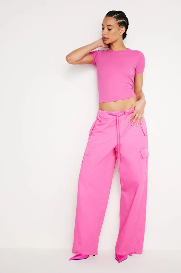 Women GOOD AMERICAN Pants PARACHUTEPANTS Malibu Pink002