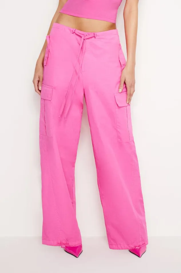 Women GOOD AMERICAN Pants PARACHUTEPANTS Malibu Pink002