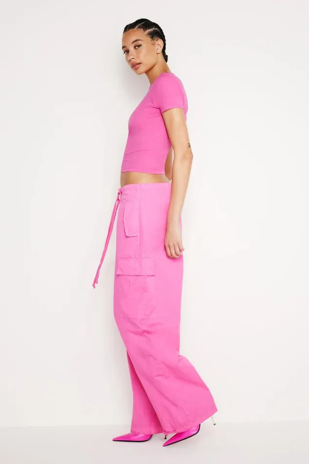 Women GOOD AMERICAN Pants PARACHUTEPANTS Malibu Pink002