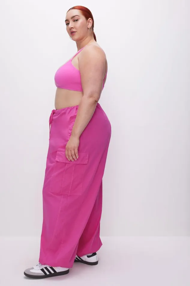 Women GOOD AMERICAN Pants PARACHUTEPANTS Malibu Pink002