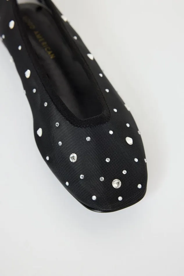 Women GOOD AMERICAN Shoes DIAMOND MESH BALLETFLAT Black001