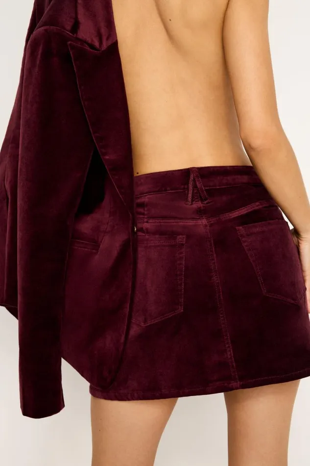 Women GOOD AMERICAN Shorts and Skirts VELVET MINISKIRT Oxblood002