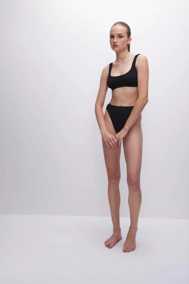 Women GOOD AMERICAN Swim ALWAYS FITS SCOOP BIKINITOP Black001