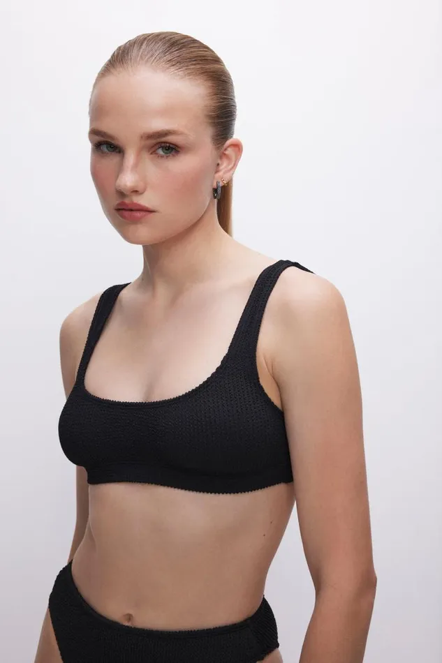 Women GOOD AMERICAN Swim ALWAYS FITS SCOOP BIKINITOP Black001