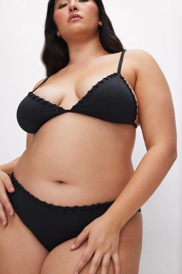 Women GOOD AMERICAN Swim WHIP STITCH COMPRESSION BIKINIBRIEF Black001