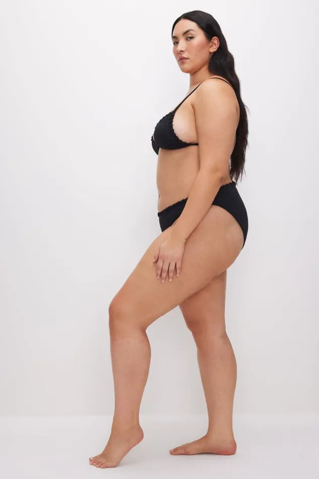 Women GOOD AMERICAN Swim WHIP STITCH COMPRESSION BIKINIBRIEF Black001