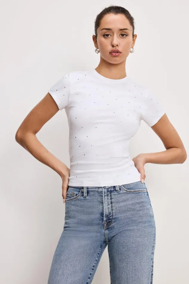 Women GOOD AMERICAN Tops CRYSTAL BABYTEE White001