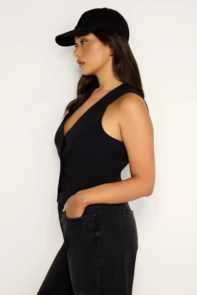 Women GOOD AMERICAN Tops ESSENTIAL SUITINGVEST Black001