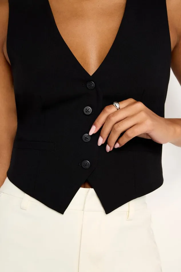 Women GOOD AMERICAN Tops ESSENTIAL SUITINGVEST Black001