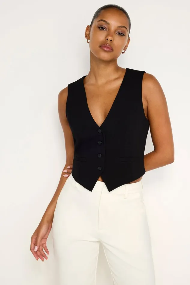 Women GOOD AMERICAN Tops ESSENTIAL SUITINGVEST Black001