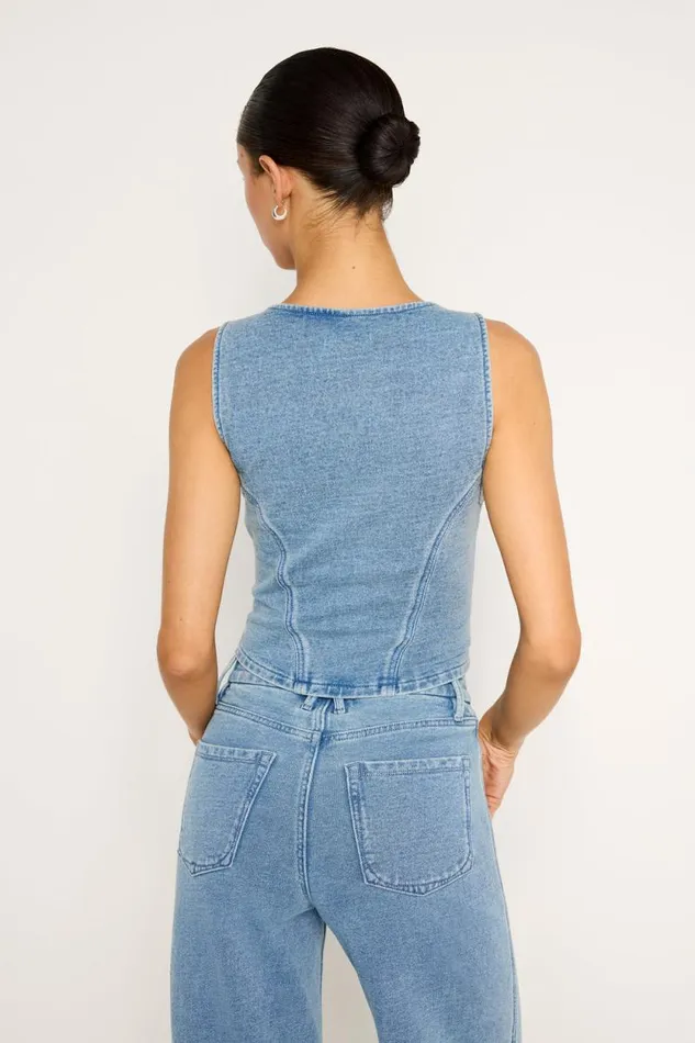Women GOOD AMERICAN Tops JEANIUS BUSTIERVEST Indigo586