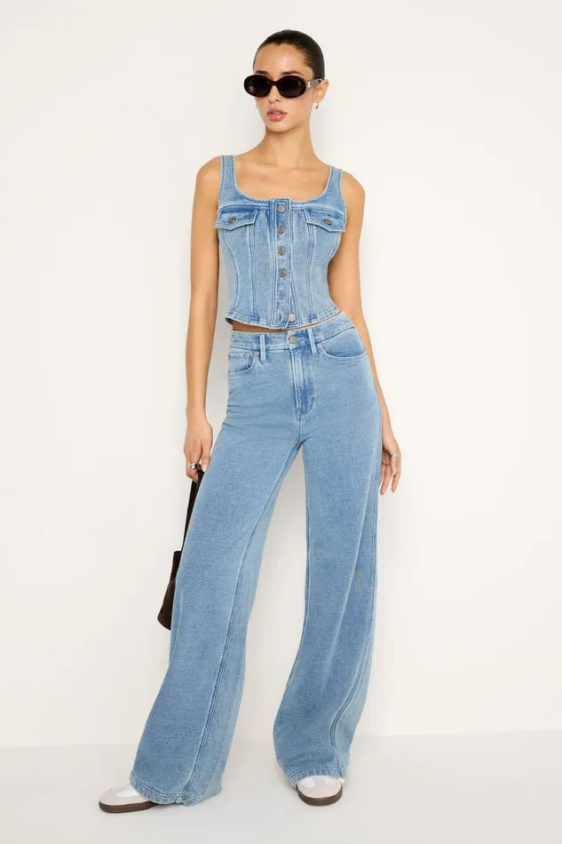 Women GOOD AMERICAN Tops JEANIUS BUSTIERVEST Indigo586