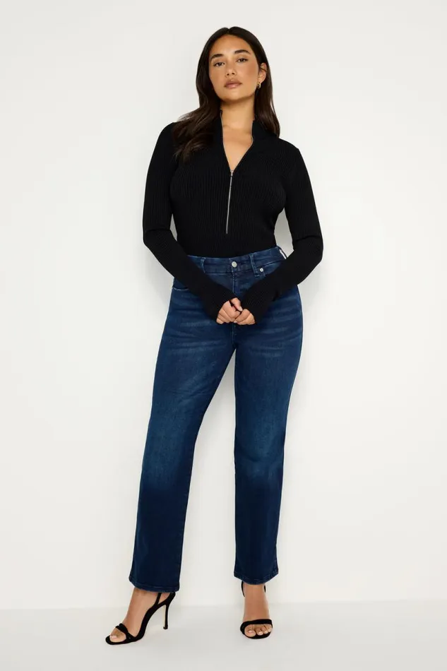 Women GOOD AMERICAN Tops STRETCH RIB KNITBODYSUIT Black001