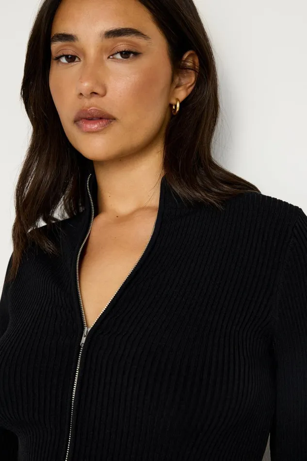 Women GOOD AMERICAN Tops STRETCH RIB KNITBODYSUIT Black001