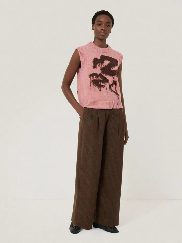 Women Graffiti Lips Tank Pink Jigsaw Knitwear and Cashmere