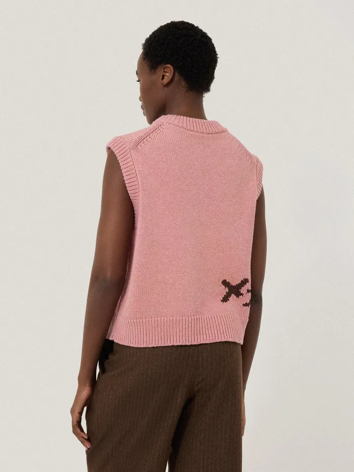 Women Graffiti Lips Tank Pink Jigsaw Knitwear and Cashmere