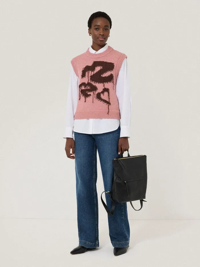 Women Graffiti Lips Tank Pink Jigsaw Knitwear and Cashmere