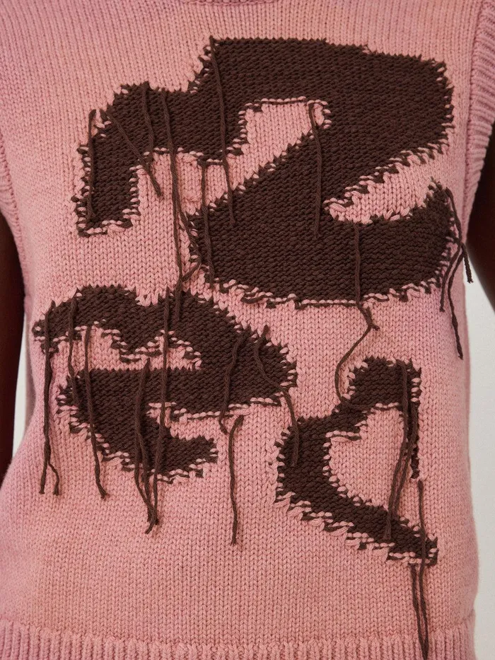 Women Graffiti Lips Tank Pink Jigsaw Knitwear and Cashmere
