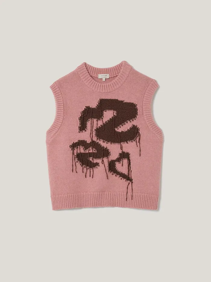 Women Graffiti Lips Tank Pink Jigsaw Knitwear and Cashmere