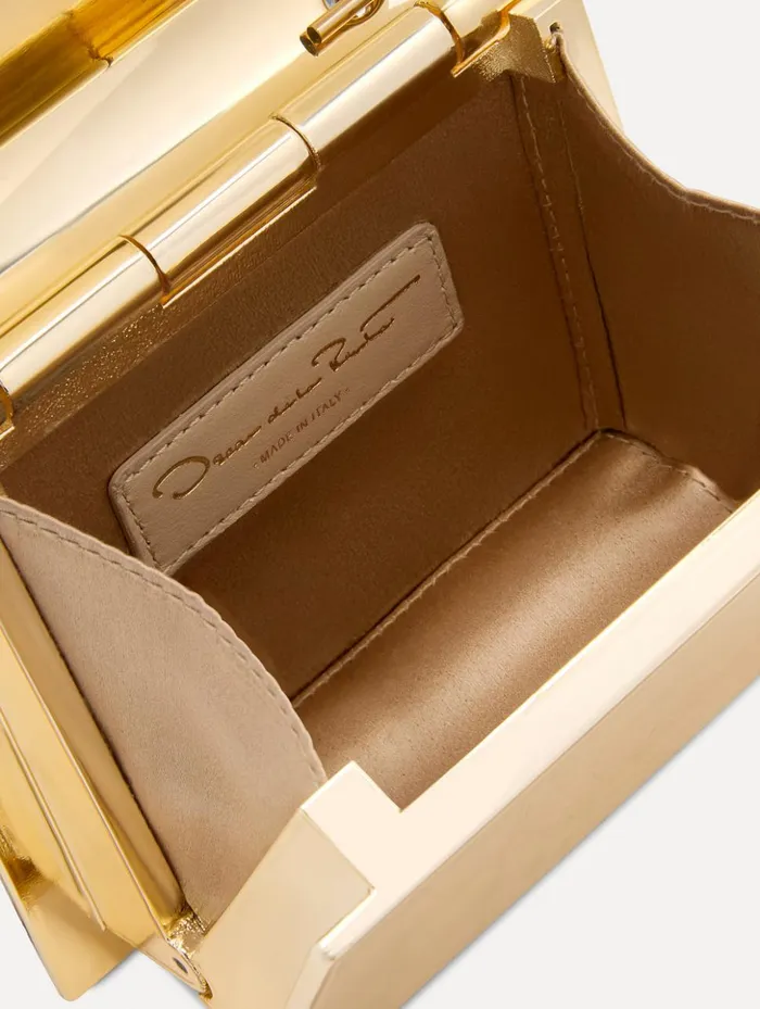 Women Handbags Oscar De La Renta 3D Printed Nano TRO Bag Gold