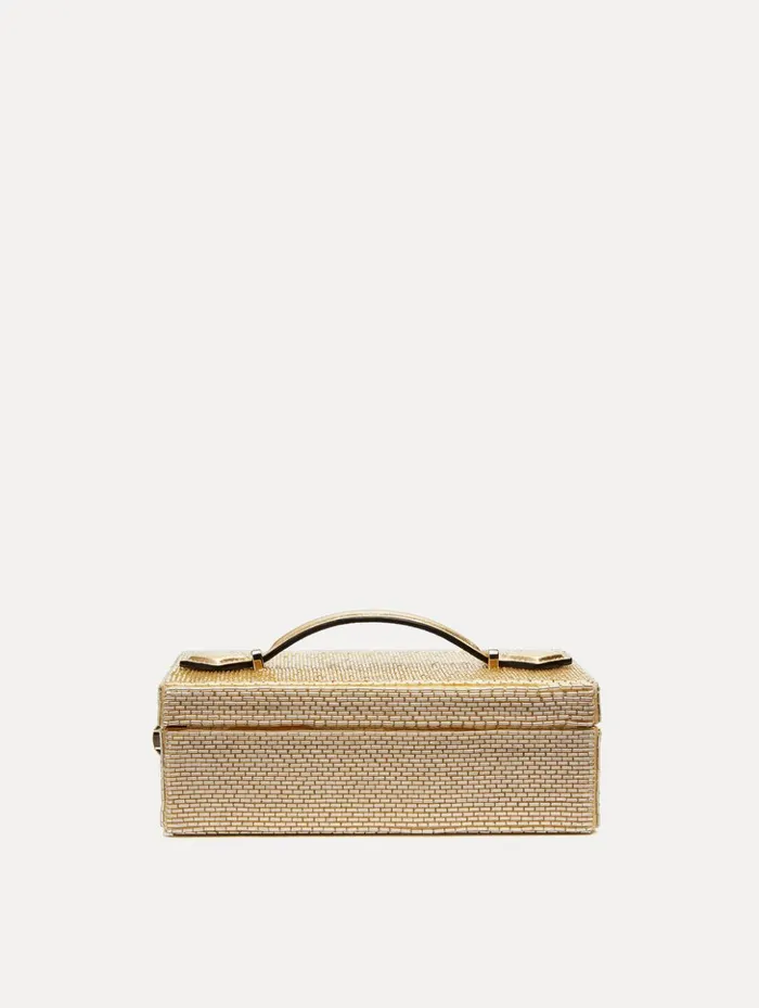 Women Handbags Oscar De La Renta Bugle Bead Embroidered Alibi Minaudiere Champagne Women Handbags Oscar De La Renta Bugle Bead Embroidered Alibi Minaudiere Champagne