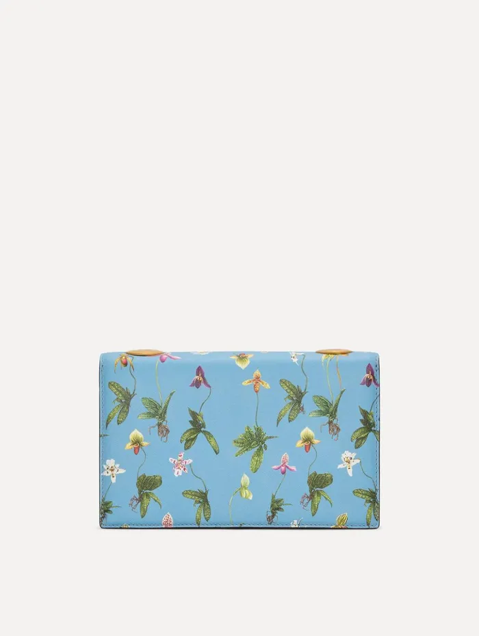 Women Handbags Oscar De La Renta Orchid Printed TRO Bag Powder Blue