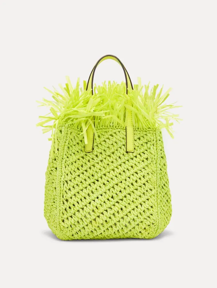 Women Handbags Oscar De La Renta Small Raffia Crochet Square Tote Citrine Women Handbags Oscar De La Renta Small Raffia Crochet Square Tote Citrine