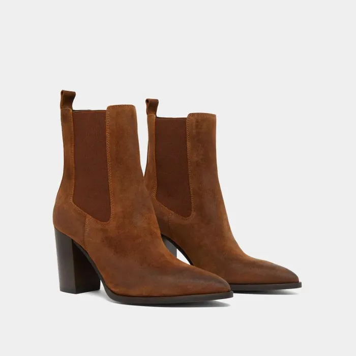 Women Heeled Ankle Boots With Elastics Cognac JONAK Ankle Boots Lowboots