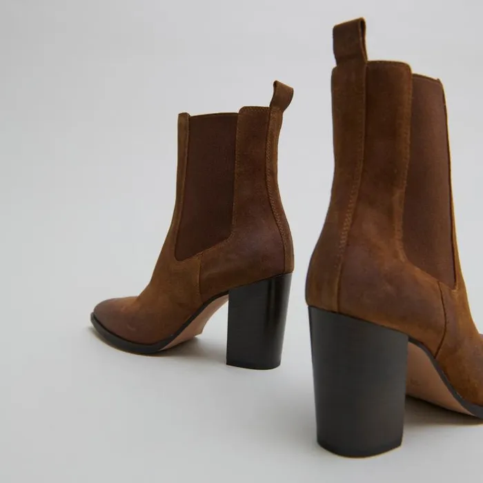 Women Heeled Ankle Boots With Elastics Cognac JONAK Ankle Boots Lowboots