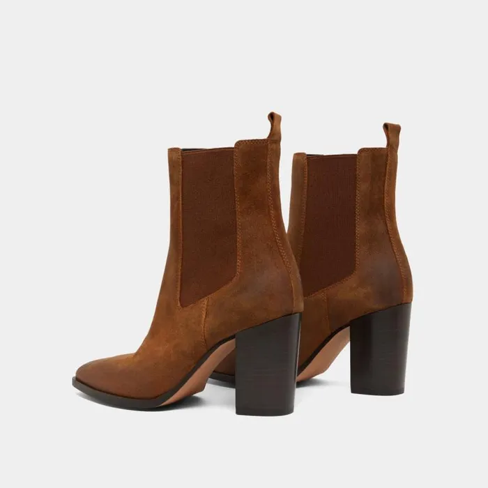 Women Heeled Ankle Boots With Elastics Cognac JONAK Ankle Boots Lowboots
