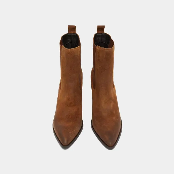 Women Heeled Ankle Boots With Elastics Cognac JONAK Ankle Boots Lowboots