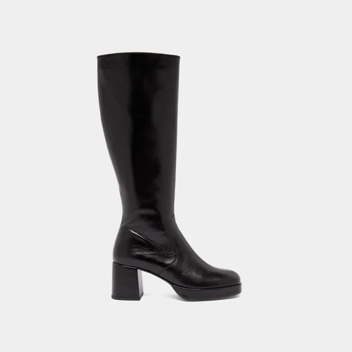 Women Heeled Platform Boots Black JONAK Boots Thighhigh Boots