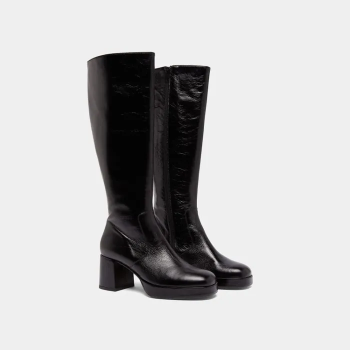Women Heeled Platform Boots Black JONAK Boots Thighhigh Boots