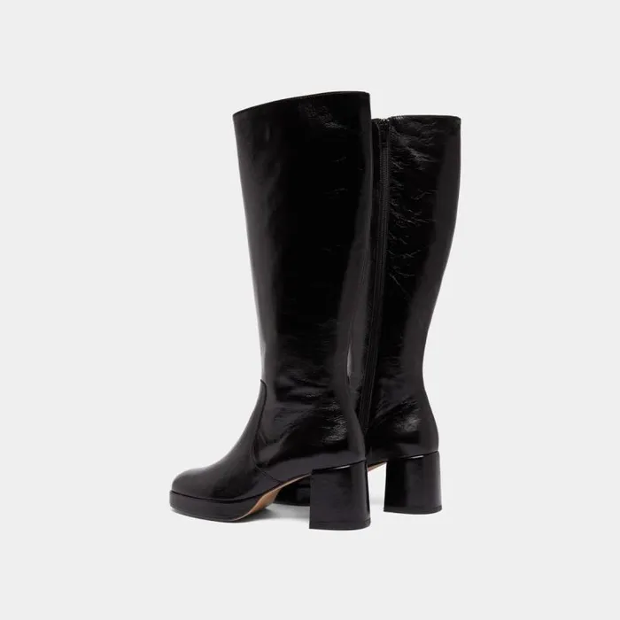 Women Heeled Platform Boots Black JONAK Boots Thighhigh Boots