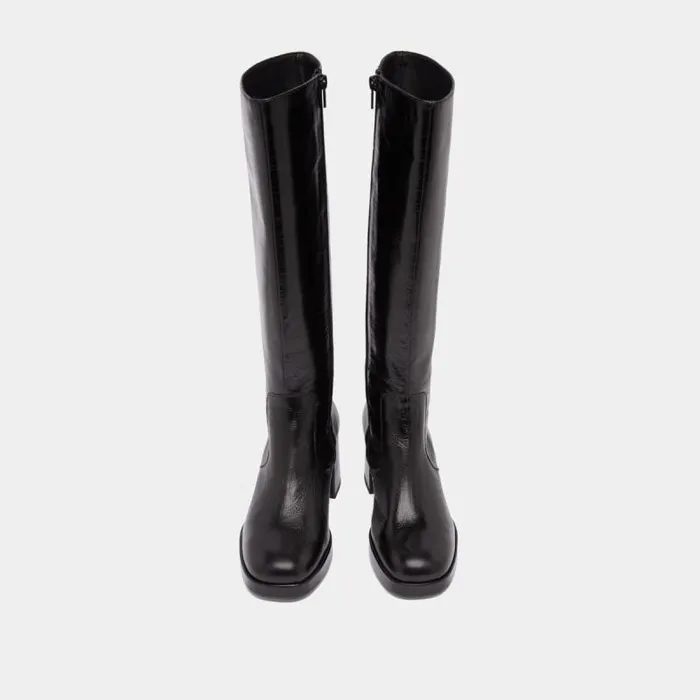Women Heeled Platform Boots Black JONAK Boots Thighhigh Boots