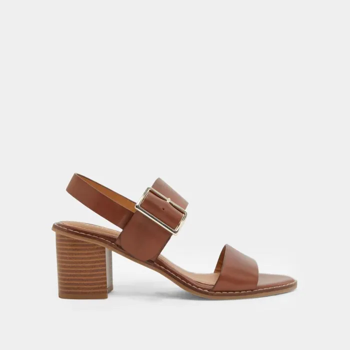 Women Heeled Sandals With Thick Straps Cognac JONAK Sandals